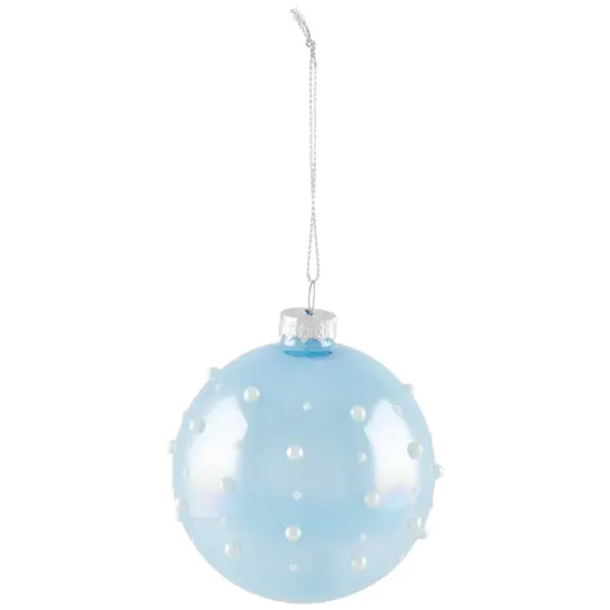 Northlight Shiny Glass Ball Christmas Ornaments with Pearl Drops - 3" (80mm) - Blue and Green- 4ct {7}