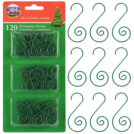 R N' D Toys Green Tree Ornament Hooks - Christmas Tree Gold Decorating Metal Wire Hangers for Hanging Decorations - Pack of 120 {1}