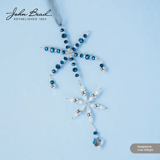 Crystal Lane DIY 7" Designer Holiday Snowflakes Glass Bead Mix Strand Silver & White {5}