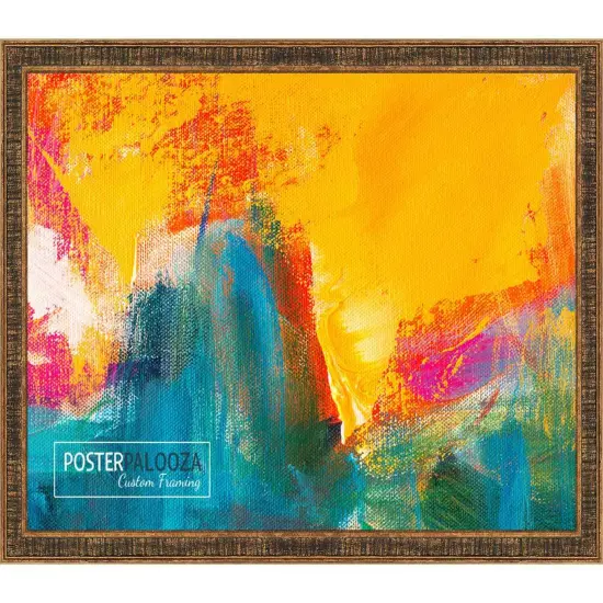 Photo Size Textured Gold Picture Frame - UV Acrylic, Foam Board Backing, Hanging Hardware {7}