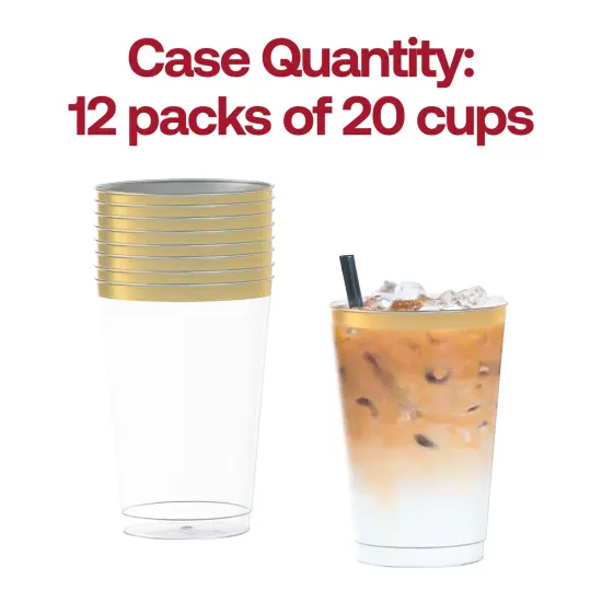 Clear with Metallic Gold Rim Round Tumblers - 12 oz. (240 Cups) {5}