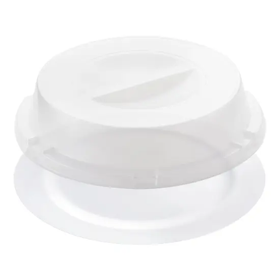 Solid White Disposable Plastic Buffet Plates with Clear Dome Lids - 9" (500 Settings) {1}
