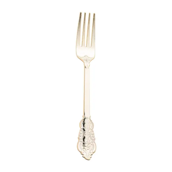 Shiny Baroque Gold Plastic Forks (600 Forks) {1}