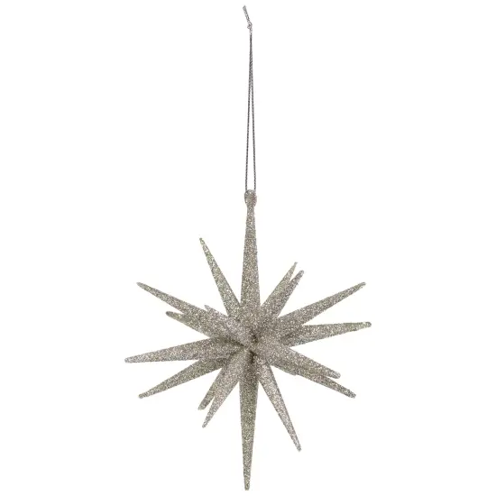 Northlight Sparkling Glitter Starburst Hanging Christmas Ornament - 6" - Silver {3}