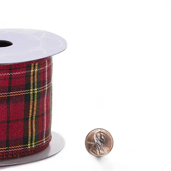 Red Yellow and Black Tartan Wired Ribbon 2.5" x 10 yd {5}
