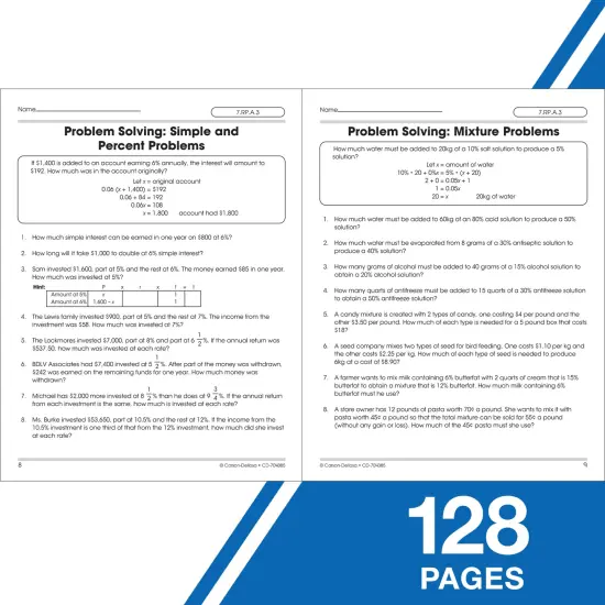 Carson Dellosa The 100 Series Algebra Workbook, Math Book for Grades 7 and Up Covering Fractions, Ratio, Algebraic Expressions, and More, Classroom or Homeschool Curriculum {4}