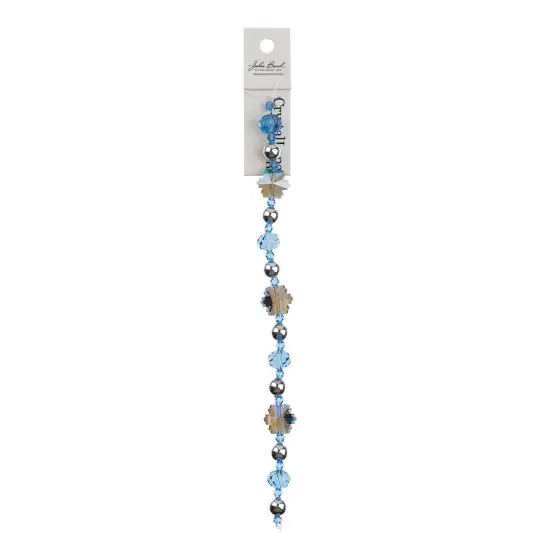 Crystal Lane DIY 7" Designer Holiday Snowflakes Glass Bead Mix Strand Silver & Blue {5}