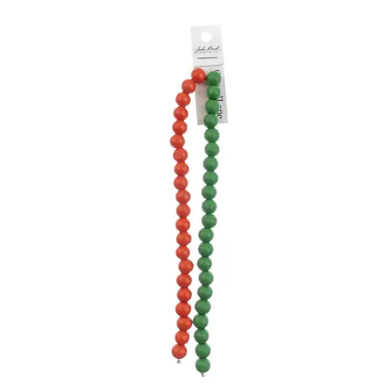 Crystal Lane DIY 7" Designer Holiday Red & Green Glass Bead Mix Strand Wood / Red & Green {3}