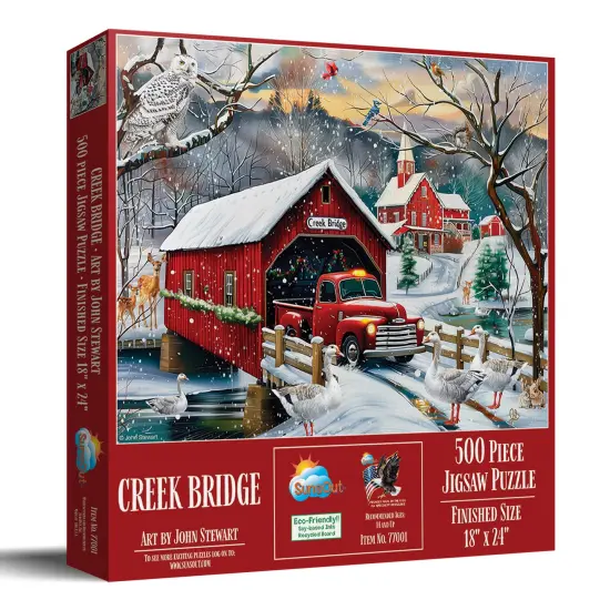 Sunsout Creek Bridge 500 pc Christmas Jigsaw Puzzle 77001 {3}