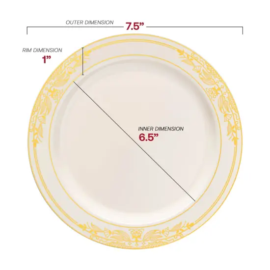 Ivory with Gold Harmony Rim Plastic Dinnerware Value Set (120 Guests) {4}