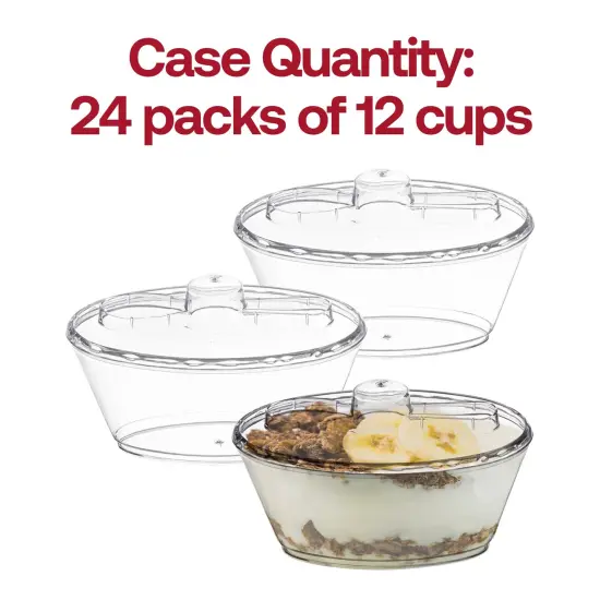 Clear Oval Plastic Mini Cup with Lid and Spoon - 4 oz. (288 Cups) {5}