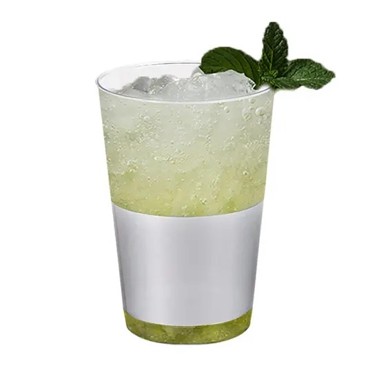 Clear with Metallic Silver Thick Bottom Round Disposable Plastic Tumblers - 12 oz. (240 Cups) {2}