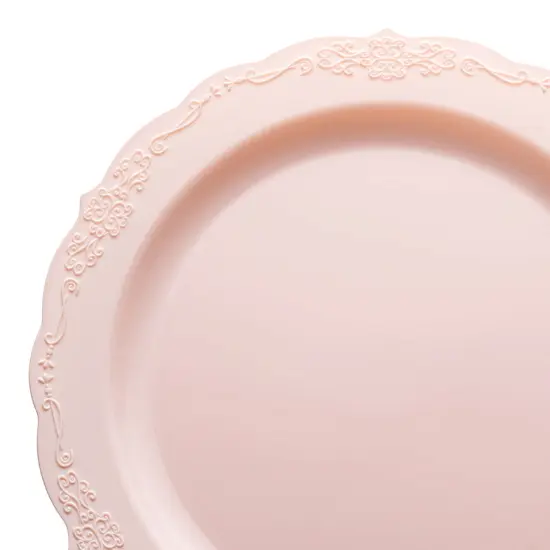 Pink Vintage Round Disposable Plastic Dinner Plates - 10" (120 Plates) {1}