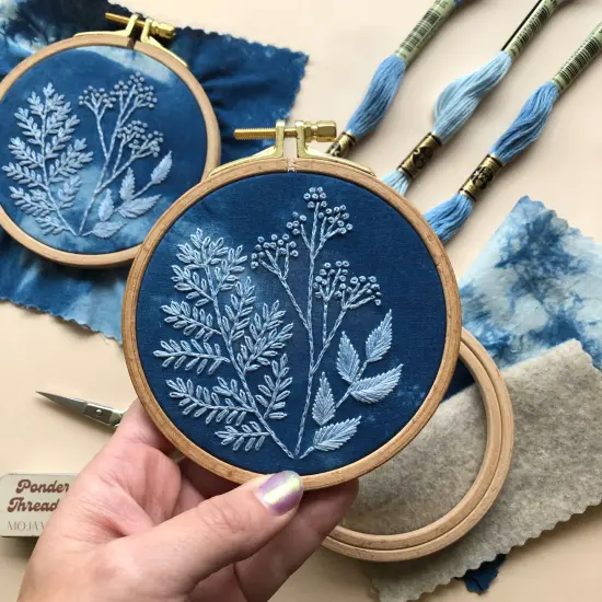 Cyanotype Botanicals - Botanical Embroidery Kit for Beginners {1}