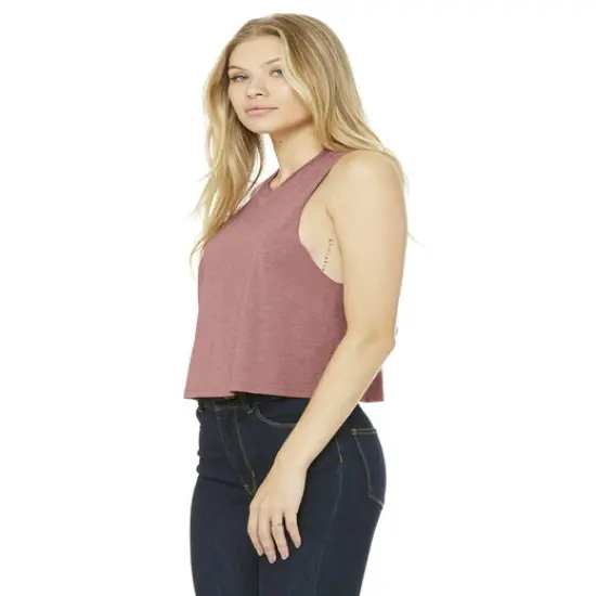 Bella + Canvas&reg; Ladies Racerback Cropped Tank HEATHER ORCHID {4}