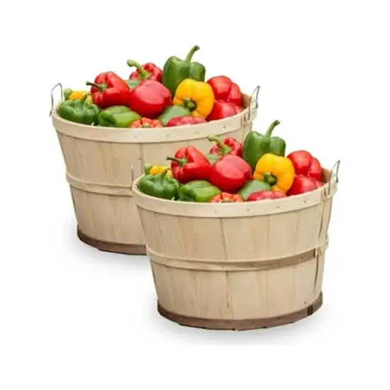8 Quart Wood Slat Peck Basket 10.5" Diameter {5}