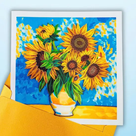 Quilling Cards, Greeting Cards, handmade quilled cards, Greetings Mothers Day Card for Mom (The Difference She's Made) with sunflowers {3}