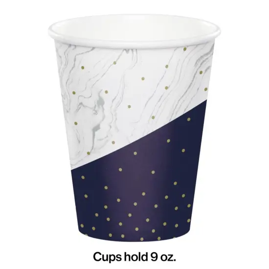 96 pc Bulk Navy and Gold Birthday Paper Cups {2}