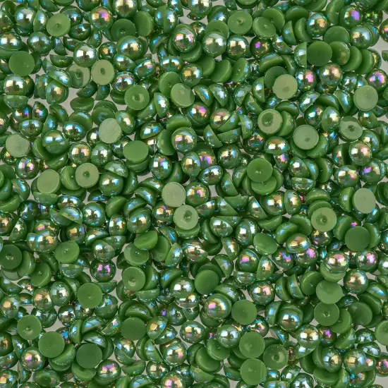 Crystal Lane DIY SS16(4mm) Plastic Pearl Flatback Rhinestones, 975pcs Dark Green AB {1}