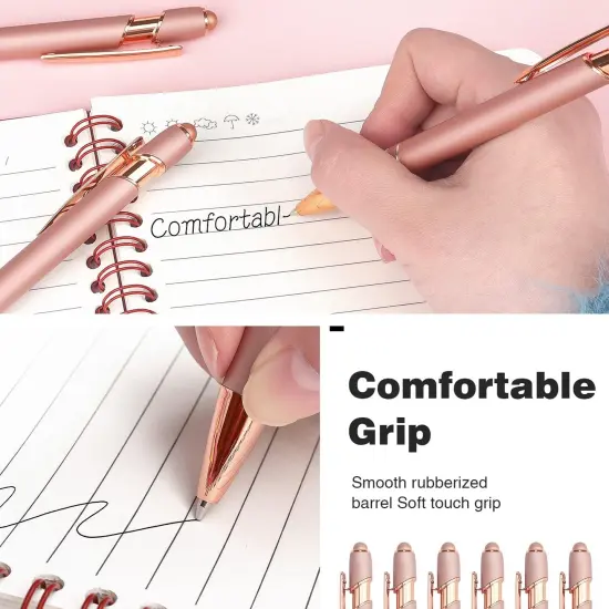 6 Pack Ballpoint Pen 2-in-1 Stylus Retractable Ballpoint Pen with Stylus tip, Metal Stylus Pen for Touch Screens, 1.0 mm Black Ink {4}