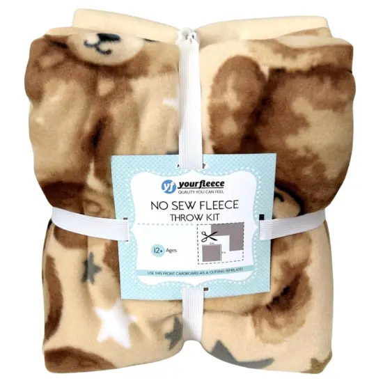 Teddy Bear Stars Anti-Pill Premium No-Sew Throw Fleece Fabric Kit (72x60) {1}