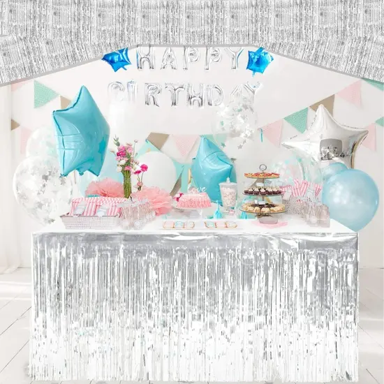 5 Piec10 Pack 10 Feet Silver Foil Fringe Garlandes St.Patrick's Day Garlands {3}