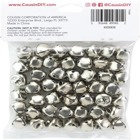 CousinDIY Jingle Bells .5" 48/Pkg-Silver {3}