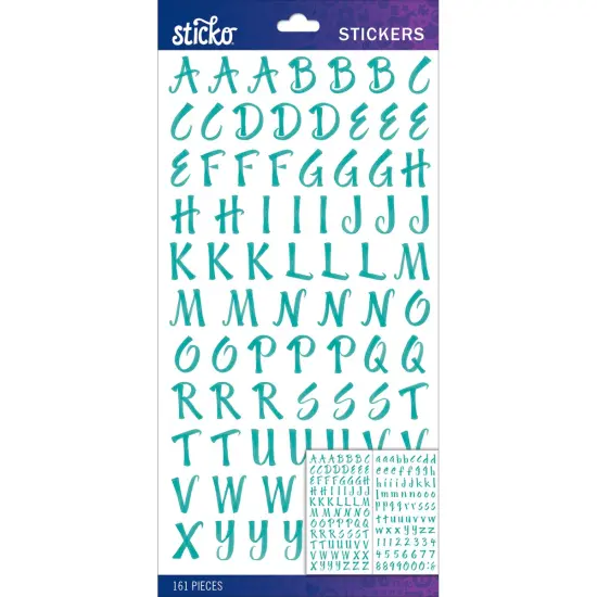 Sticko Alphabet Stickers - Brush Small, Teal, 161pcs {1}