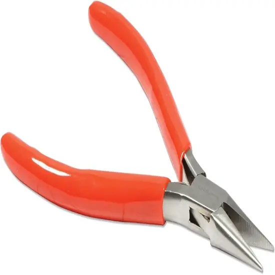 The Beadsmith Slim Line Chain Nose Pliers, with Polished Steel Head, red PVC Comfort Grip Handle with Double-Leaf Spring, Tool for Jewelry Making {3}