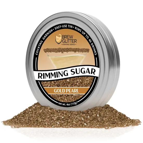 Brew Glitter - Gold Pearl Rimming Sugar (4oz, 1x Bar Tin) Cocktail Garnish for Mixed Drinks & Refreshments {4}