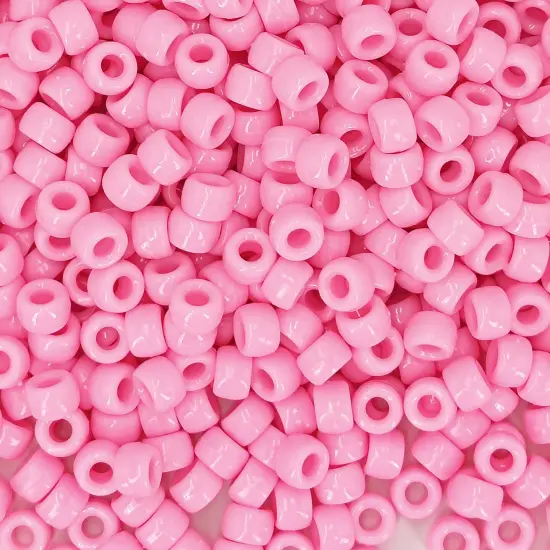 MIIIM 1200PCS 6x9mm Pony Beads Bulk, Light Pink Pony Beads for Bracelets Making Kit, Kandi, Hair Braids Crafts for Jewelry Making (Light Pink) {1}