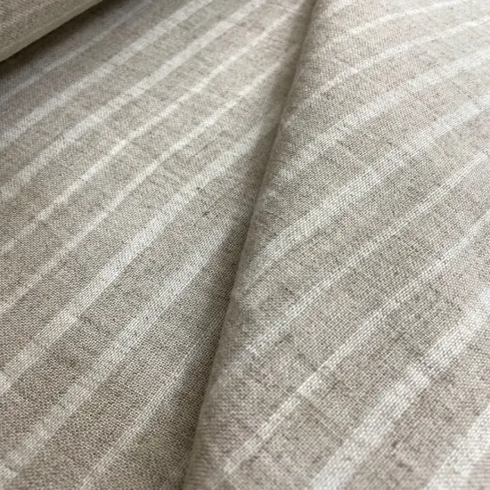 1 Yard Washed Linen Two Tone Uneven Stripe Sewing Crafts Fabric 60" Width Tone Natural/Light N {1}