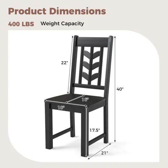 Kitchen Dining Chair Set of 2 with Rubber Wood Frame and Ergonomic Leaf Design Black {4}