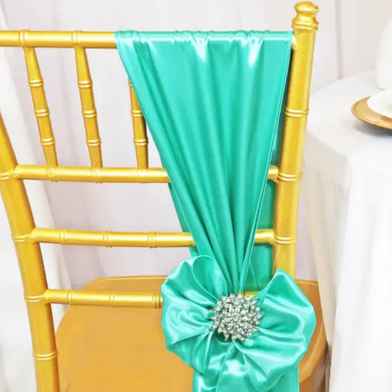 10 Pieces Satin Chair Sashes 8 by 108 inches Tiff Blue Or Aqua Blue {5}