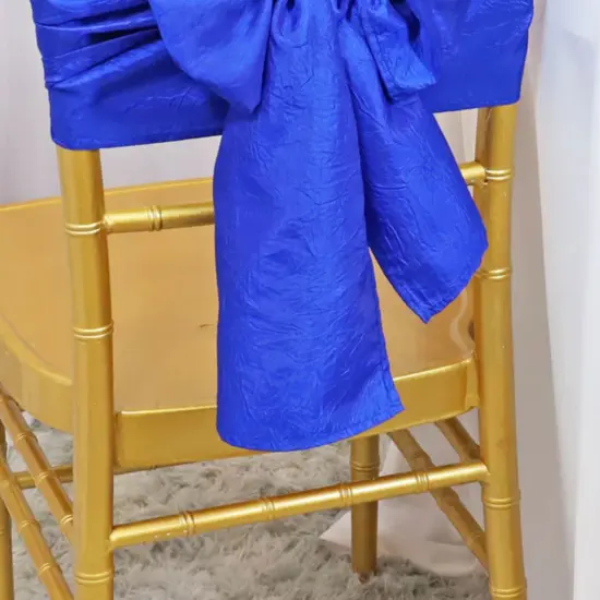 10 Pieces Elegant 9.5 by 108 inch Crushed Taffeta Chair Sashes Royal Blue {5}