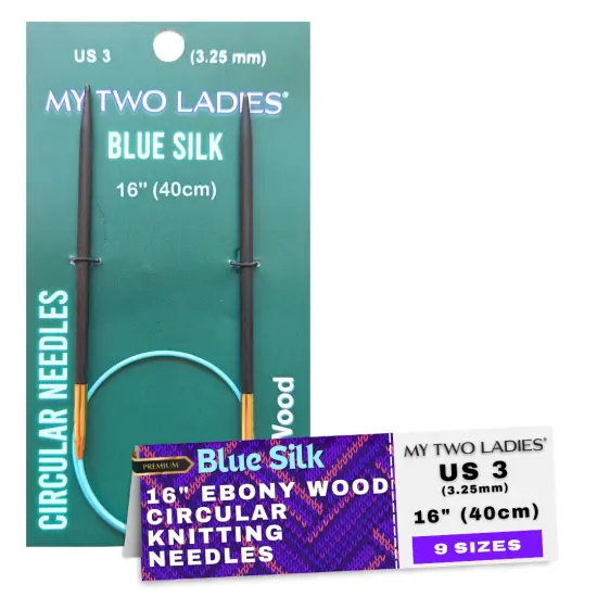 Blue Silk | 16" Circular Knitting Needles | Ebony | 9 Sizes {6}