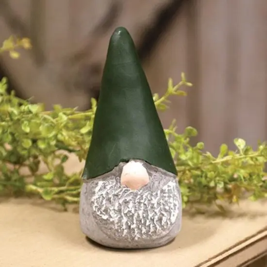 Tall Green Hat Resin Gnome for Tabletop Display and Spring Summer Decor {2}