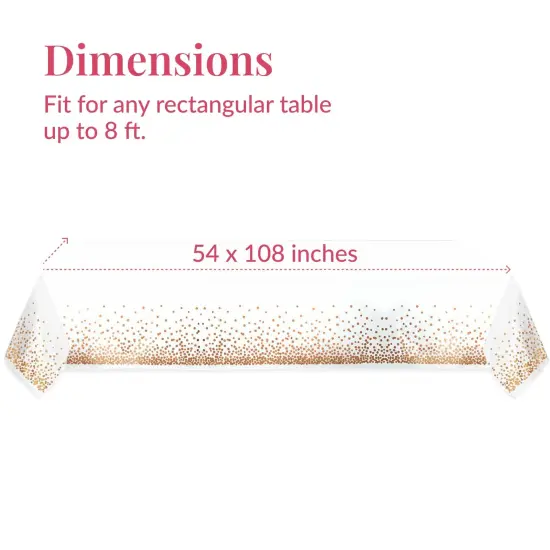 Prestee Rose Gold Plastic Table Cloth Disposable, 4 Pack - 54x108 Inch Rectangle Tablecloths for Wedding and Party - Heavy-Duty, Waterproof Table Covers - Pink and Gold, for Birthday or Fine Dining {5}