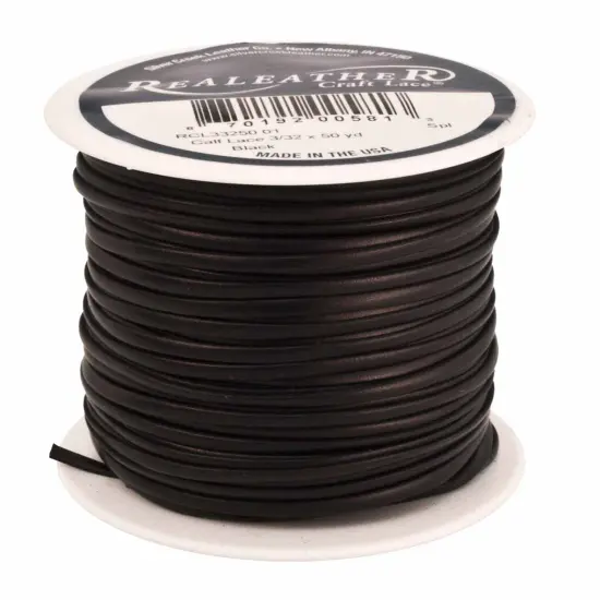 Calf Lace 3/32" x 50 Yards (AR-297-C332x50xxx) Black {4}
