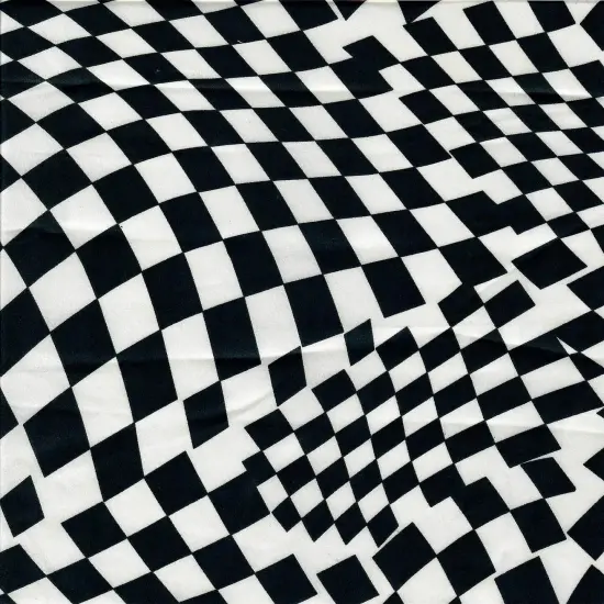 1 Yard Bubble Satin Checker Print Fabric, 58/59&Prime; Wide Polyester Spandex Blend BLACK/IVORY {3}