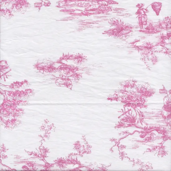 1 Yard Stretch Poplin Toile Print Fabric, 57/58&Prime; Wide Cotton Spandex Blend PINK {2}