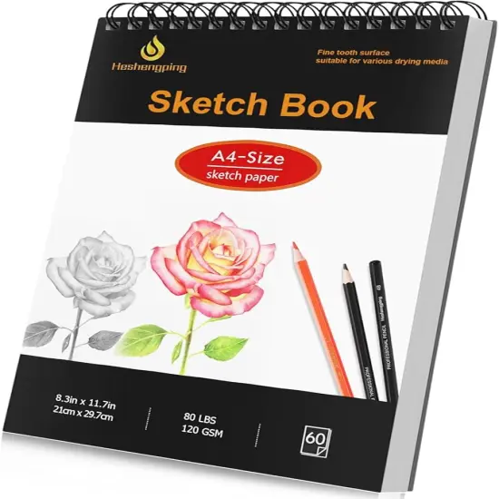 8.3"x11.7" Sketch Book, 1- Pack 60 Sheets Spiral Bound Art Skethbook White {1}