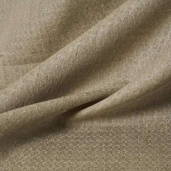 1 Yard Pure Linen Natural Hexagon Jacquard Fabric 60" Width {2}
