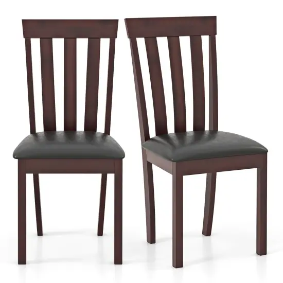 Set of 2 Wooden Kitchen Chairs with Comfortable Padded Seat and Rubber Wood Frame Espresso {3}