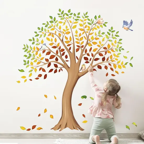 Large Fall Tree Wall Decals Autumn Tree Leaves {1}