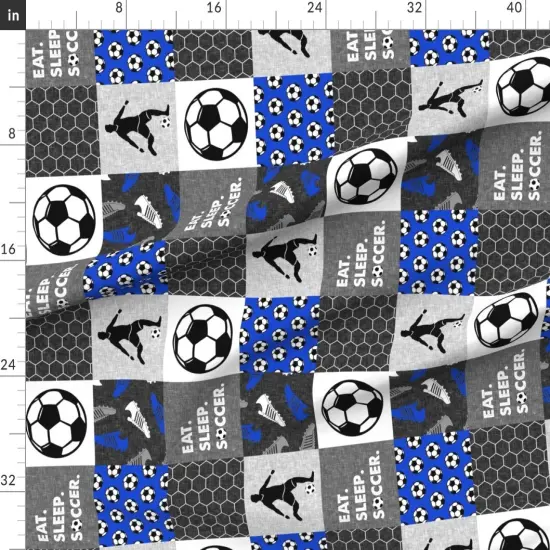 Various Fabrics by the Yard or Fat Quarter Eat Sleep Soccer Boys Wholecloth Blue Patchwork Sports Royal Ball Little Arrow Player Custom Printed Fabric by Spoonflower {1}