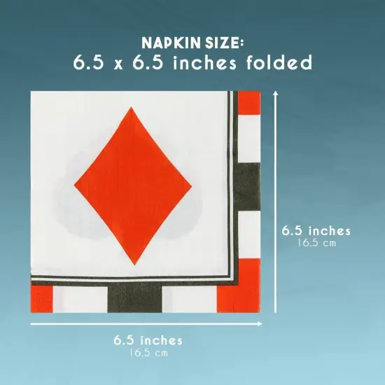 Paper Napkins in Poker Design for Casino Party Supplies (6.5 x 6.5 in, 150 Pack) White {4}