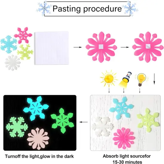 100PCS Removable Colorful Glow In the Dark Snowflake {3}