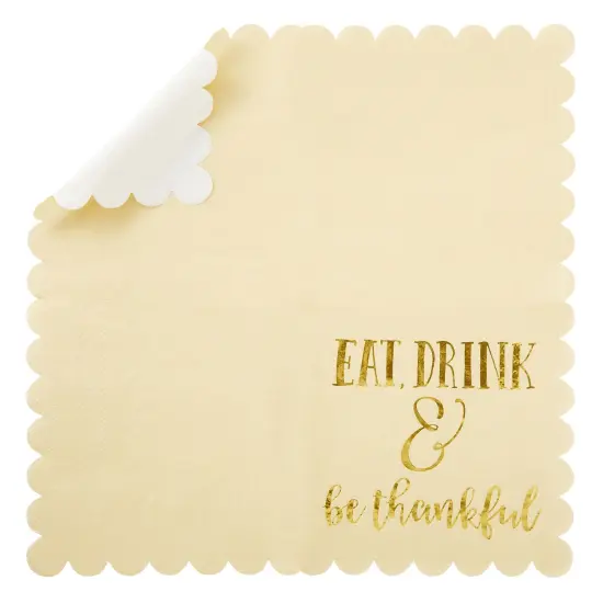 50 Pack Thanksgiving Cocktail Napkins Party Supplies Table Decorations, Eat Drink and Be Thankful (5 x 5 In) {7}