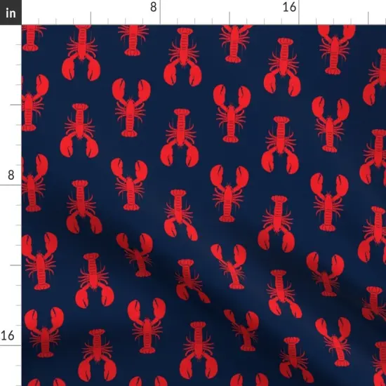 Various Fabrics by the Yard or Fat Quarter Nautical Lobster Red Lobsters Navy New England maine Custom Printed Fabric by Spoonflower {2}